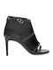 Leder Stiefeletten Damen Schwarz