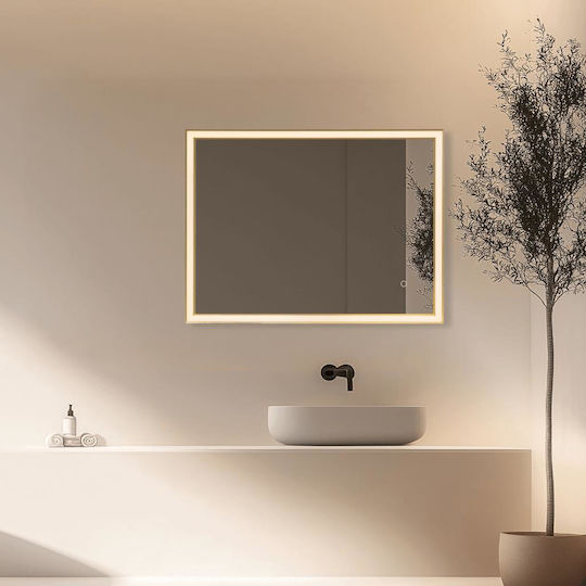 Zambelis Lights 25393 Ορθογώνιος Led Αφής από Μέταλλο 80x60cm Κίτρινο