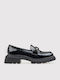 Lackleder Damen Mokassins in Schwarz Farbe