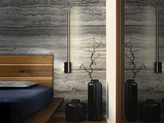 Stick Modern Lamp Wall with Integrated LED and Warm White Light Black 80x6x9cm