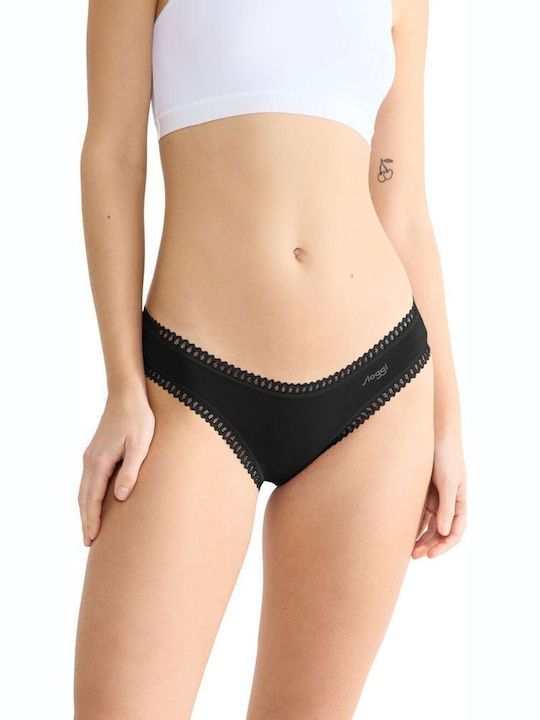 Sloggi Βαμβακερά Femei Slip 3Pack Black