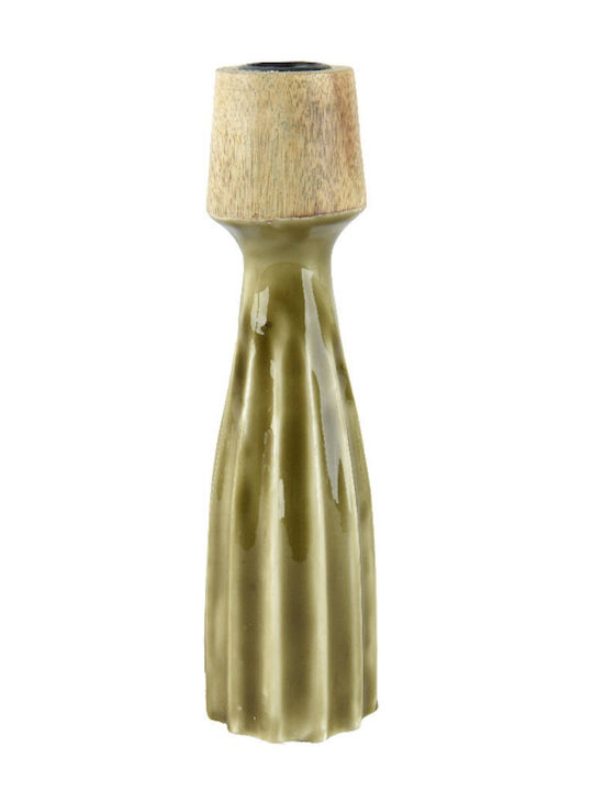 Suport De Lumânări Sculptat Din Lemn Verde Emailat 30cm 7.5x7.5x30cm Simplu Kaeming