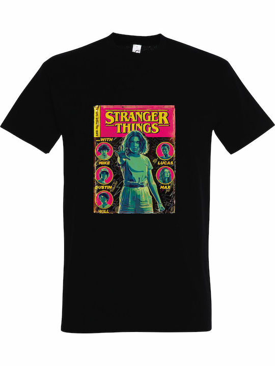Kids' T-shirt Black Stranger Things Retro Design Poster Characters Graphic