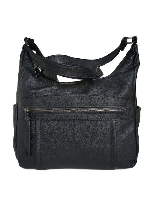 Leather Women's Shoulder and Crossbody Bag Black
