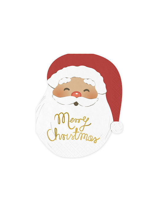 Napkins "Merry Christmas" Santa Claus Head 12 Pieces