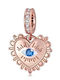 Pink Eye Charm Made of Gold Plated Silver Light Blue
