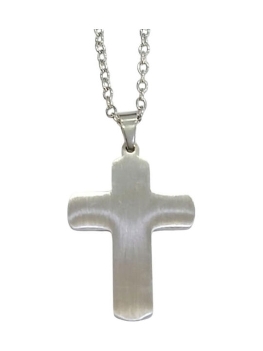 Kalliopi Silver Crucifix Bărbat Negru Din Oțel Cu Lanț