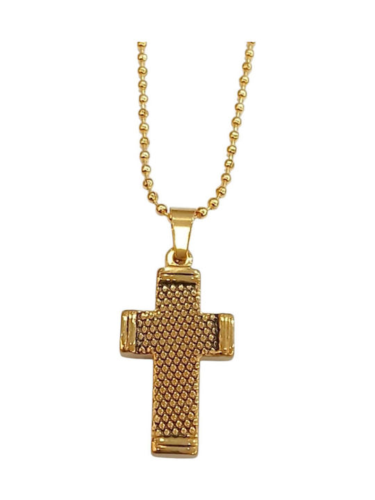 Kalliopi Silver Crucifix Bărbat Din Oțel Placat Cu Aur Cu Lanț