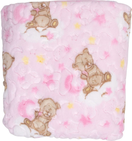 Kamtex Baby Одеяло Детски пелени за пелени Велур Розов 100x115см.