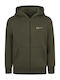 Athletic Kids Cardigan Cotton with Hood Khaki