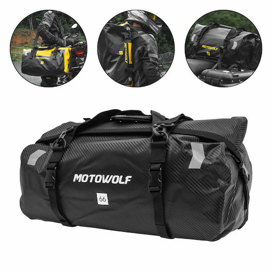 Motowolf Motorcycle Tail Bag Waterproof 66L Carbon Black