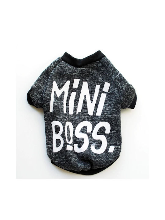 Dog Sweater Gray "mini Boss" 23cm Back Length 23cm