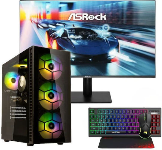 Vengeance Eclipse-V44 Gaming Desktop PC (Ryzen 5-5500/32GB DDR4/512GB SSD/GeForce RTX 5050/No OS) με Οθόνη + ASRock CL25FFA IPS Gaming Monitor 24.5″