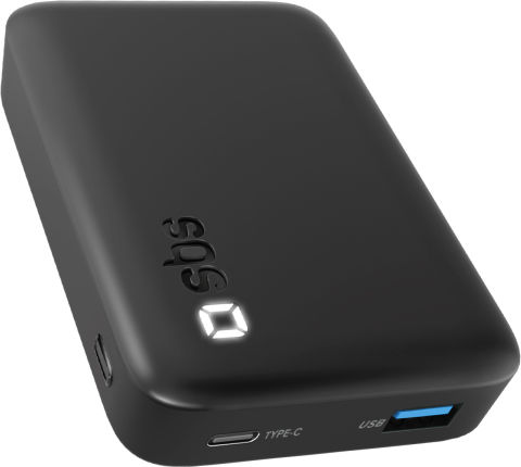 SBS BCT10000LDK Power Bank 10000mAh 10W with USB-A Port and USB-C Port Black