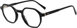 Bali Bari 1900 C1 Unisex Acetate Prescription Eyeglass Frames Polygonal Black