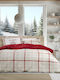 Nima Home Bliss Σετ Σεντόνια Υπέρδιπλα Φανελένια με Λάστιχο 165x200+32εκ. Κόκκινο, Μπεζ (4τμχ)