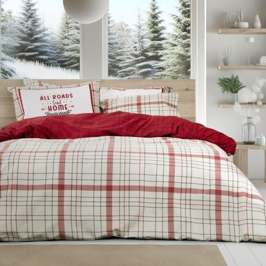 Nima Сет Чаршафи Фланелени 240x260см. Home Bliss Red, Beige 4бр