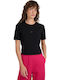 Γυναικείο Αθλητικό Crop T-shirt Deep Black
