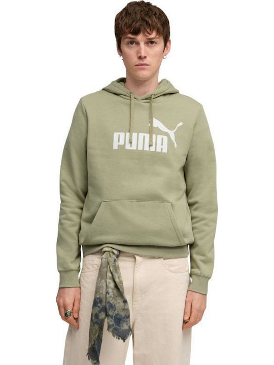 PUMA Logo Φούτερ με Κουκούλα Χακί