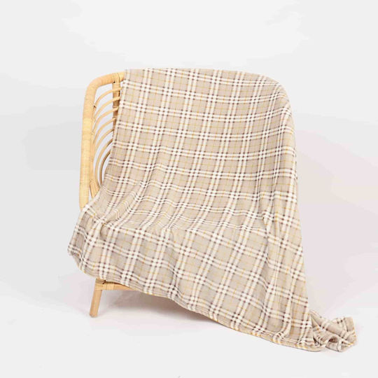 Lucktora Κουβέρτα Fleece Μονή 160x220εκ. Μπεζ