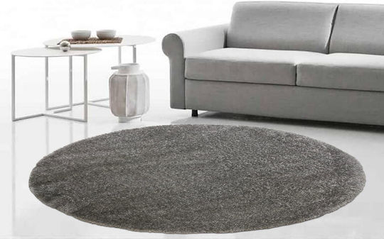 583 Teppich Rund Zottelig Synthetisch,Polyester/Cotton/Leather Gray