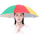Head Umbrella Flippy 69 Cm Diameter Adjustable Head Strap Uv Rain Protection Rainbow