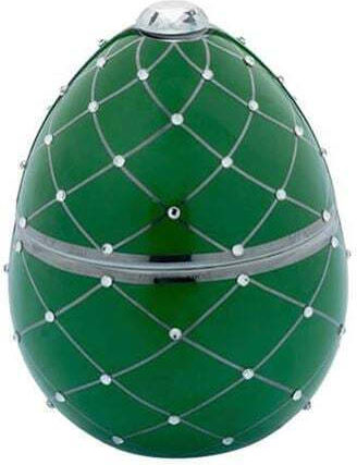 Ароматна Свещ Egg Керамична Зелена Сребърни Райета и Стрази 220гр