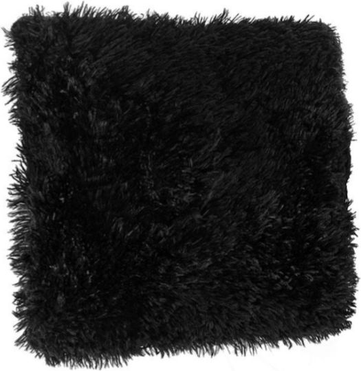 Pelziges Sofa-Kissen Schwarz 51x51cm