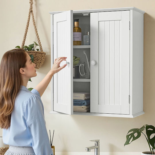 Vevor Επιτοίχια Ραφιέρα Μπάνιου Ξύλινη 53x24x61cm Λευκή