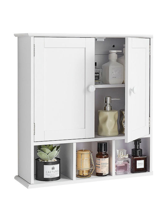 Vevor Wall Mounted Bathroom Shelf Wooden 56x18x58.5cm White