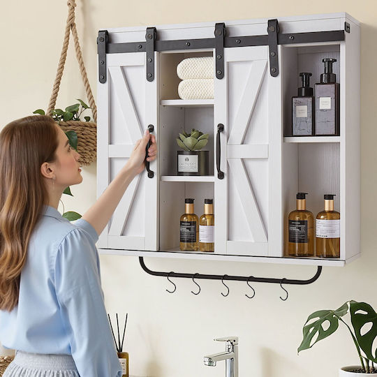 Vevor Wall Mounted Bathroom Shelf Wooden White