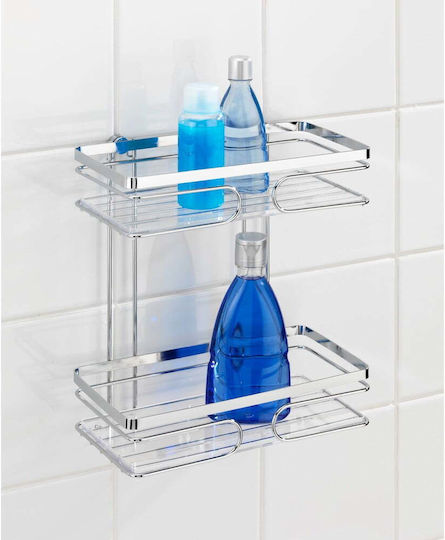 Wenko Premium Wall Mounted Bathroom Shelf Metallic 24x27x13.5cm Silver