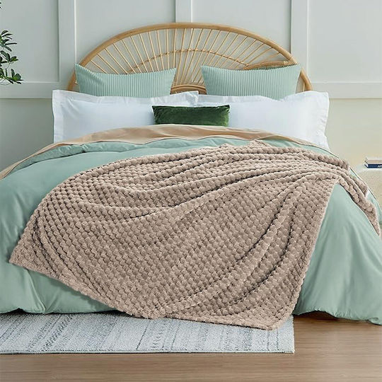 Chios Hellas Κουβέρτα Βελουτέ Διπλή 200x220εκ. Beige