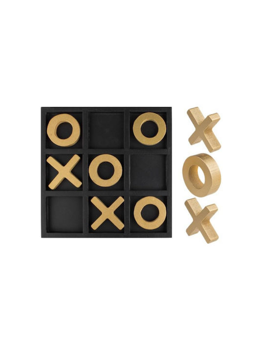 Tabletop Decor Wooden Tic Tac Toe Black Gold 20x2x20cm 10 Pieces