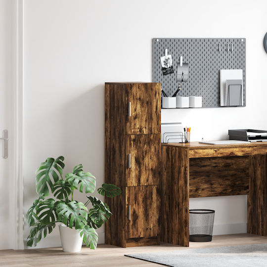 Living Room Display Cabinet Made of Particle Board in Smoky Oak Color 31.5x32x124cm