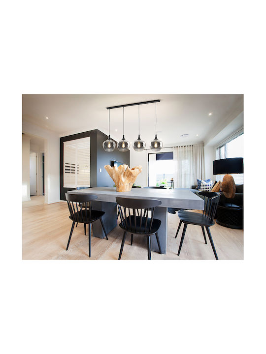 Opaz Adjustable Pendant Light Black for 4 Bulbs E27 19x19cm