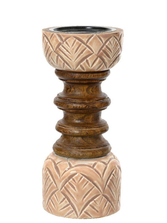 Kaemingk Kerzenhalter Hölzernes in Braun Farbe 8.5x8.5x20cm 1Stück