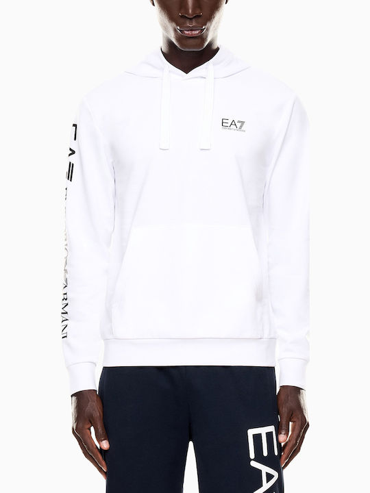 Φούτερ με Κουκούλα White/black