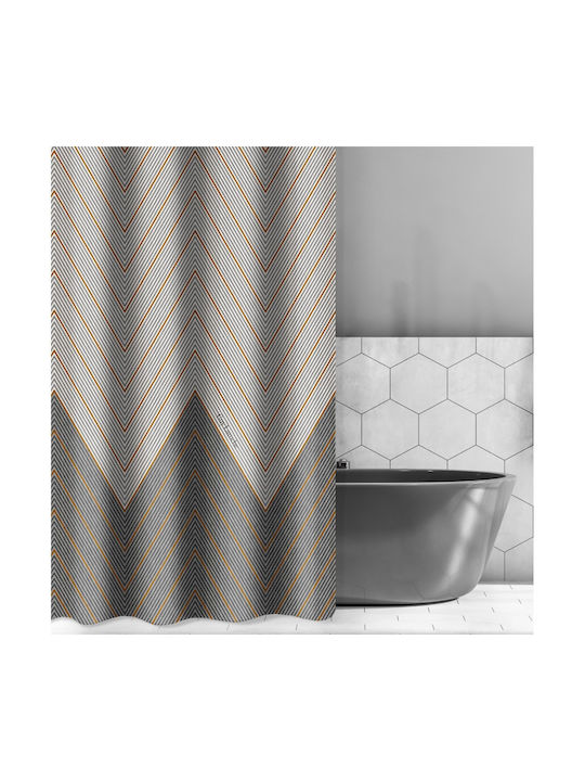 Guy Laroche Canyon Shower Curtain Fabric with Hooks 180x185cm Anthracite
