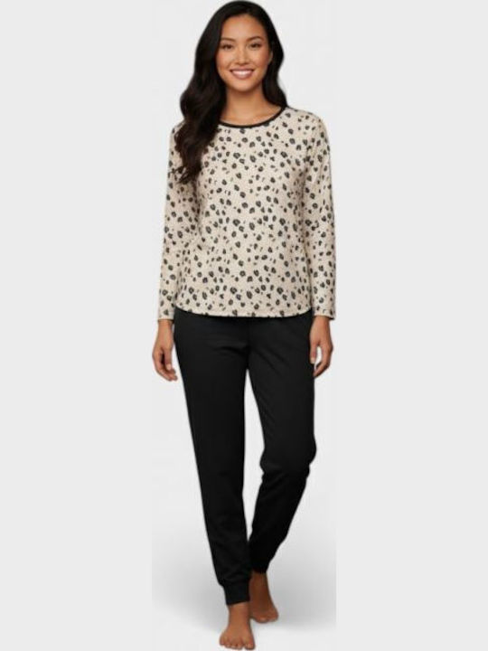 Cherry Underwear Winter Women's Pyjama Set Black
