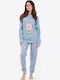 MEI Winter Damen Pyjama-Set Light Blue