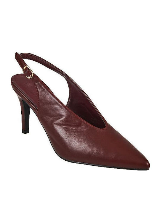 Pumps mit Riemchen & hoher Absatz Burgundisch