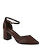 Brown Medium Heels with Strap