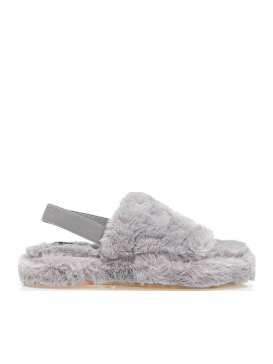 Tsoukalas Winter Damen Hausschuhe mit Fell Gray