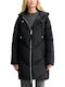 Women's Puffer Jacket for Winter with Hood Black