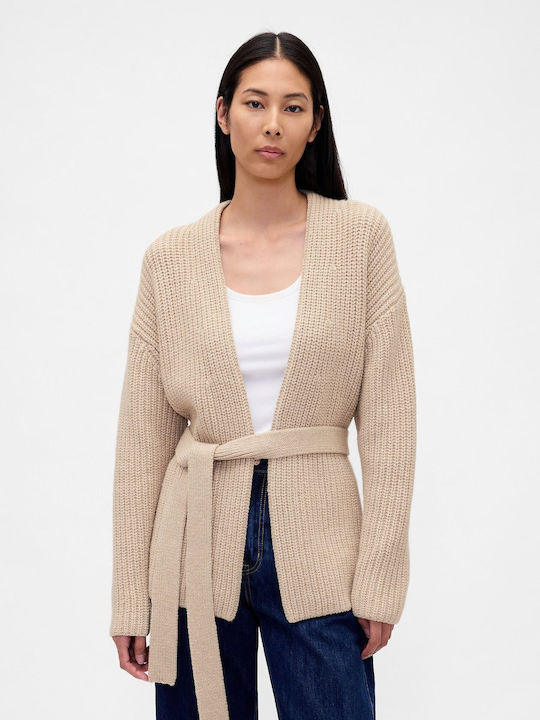 GAP Long Women's Knitted Cardigan Moonstone Heather Beige