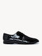Schwarze Oxford Loafers Lackleder Schnürverschluss
