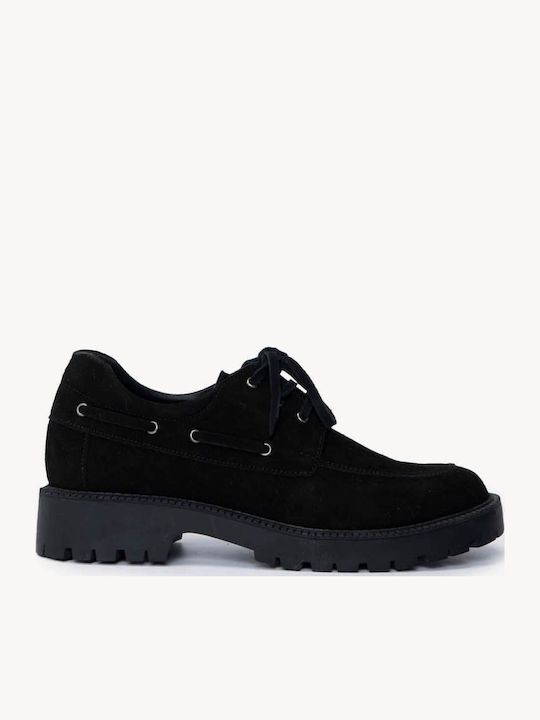 Schwarze Loafers Schnürung Chunky Sohle