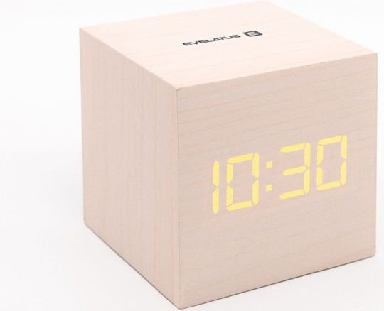 Evelatus Digital Wooden White Tabletop Clock Evelatus Digital Wooden White Tabletop Clock