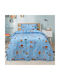Lino Home Σετ Σεντόνια Ημίδιπλα Βαμβακερά Playground Town Petrol 170x260cm 3τμχ